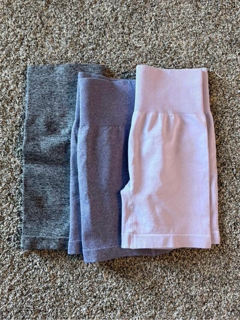 3-Pack Stretch Bike Shorts in Light Pink, Lavender, and Heather Gray